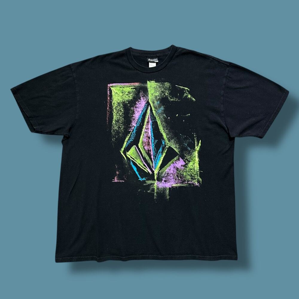 Vintage Volcom Shirt y2k Surf Skate Graphic Tee Black XL Colorful Neon Print